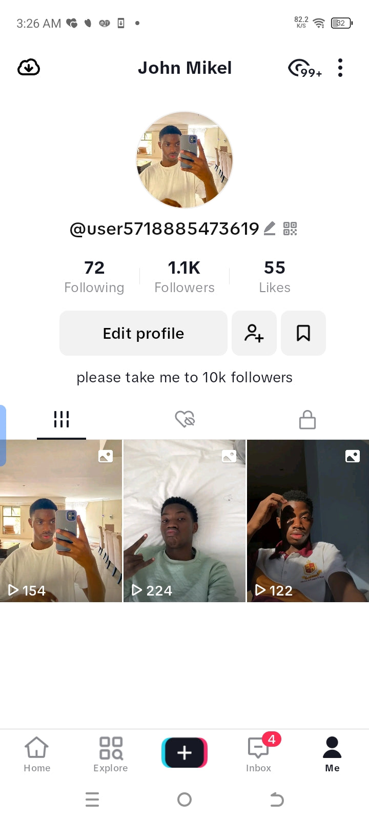 Tikktok 1k followers