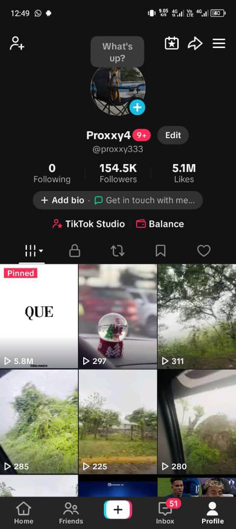 Tikktok 154k followers high standard