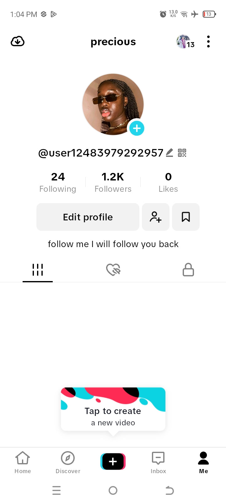 Tikktok 1k followers