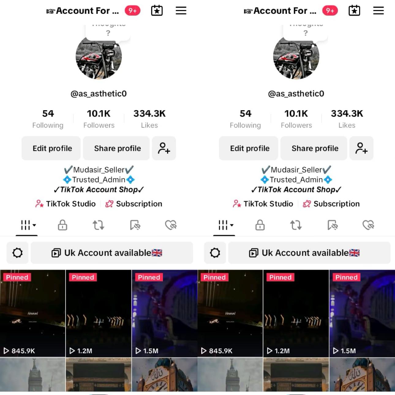 Tikktok 10k followers high standard tikktok